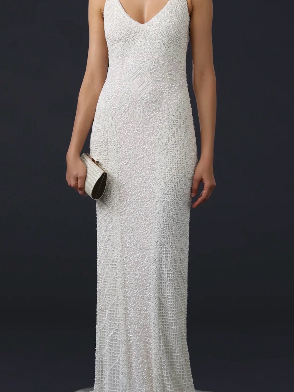 Pearl Beaded White Wedding Gown by Theia - Picture 6 of 11